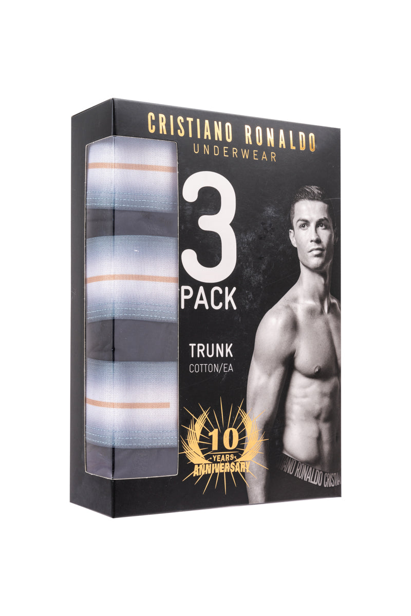 Kit Cueca Boxer CR7 Underwear Trunk Cotton/EA com 3 Peças